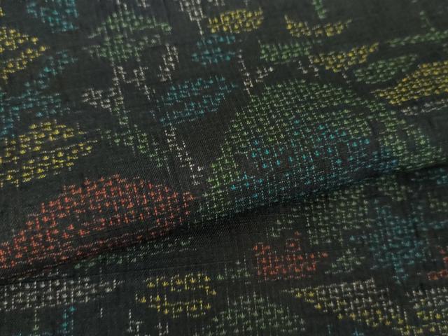 平和屋着物●結城紬　100亀甲　風景文　正絹　逸品　DABF7196ps
