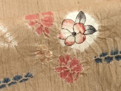 平和屋着物■上質な小紋　紬地　絞り　草花文　正絹　逸品　DABF9653cd