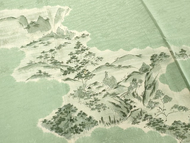 平和屋着物■訪問着　手描き　風景文　正絹　逸品　DABF9651cd