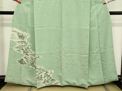 平和屋着物■訪問着　手描き　風景文　正絹　逸品　DABF9651cd