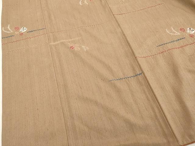 平和屋着物■上質な小紋　紬地　絞り　草花文　正絹　逸品　DABF9653cd