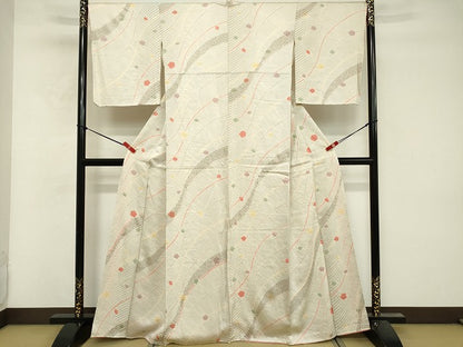 平和屋着物■上質な小紋　絞り　よろけ縞　正絹　逸品　DABF9652cd