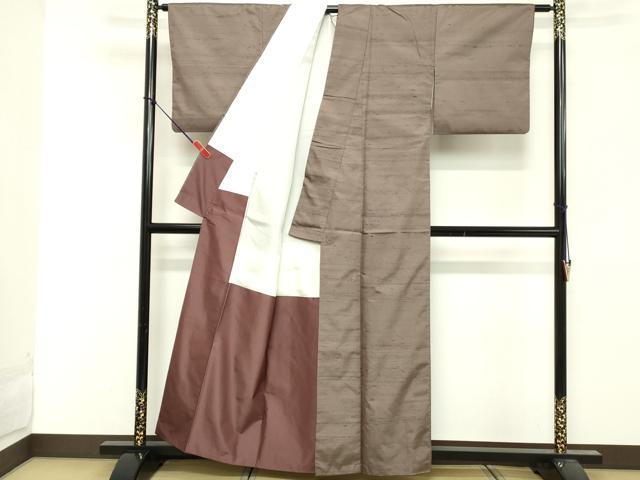 平和屋着物■上質な紬　梅鼠色　正絹　逸品　DABF9664cd