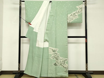 平和屋着物■訪問着　手描き　風景文　正絹　逸品　DABF9651cd