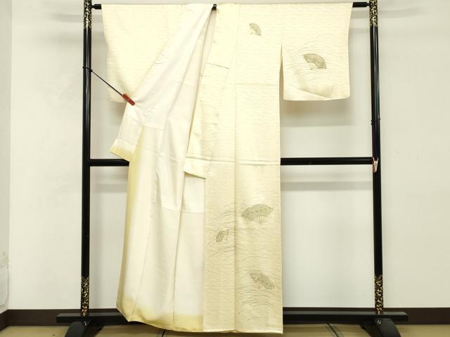 平和屋着物■訪問着　駒刺繍　扇面花文　金彩　正絹　逸品　DABF9682cd