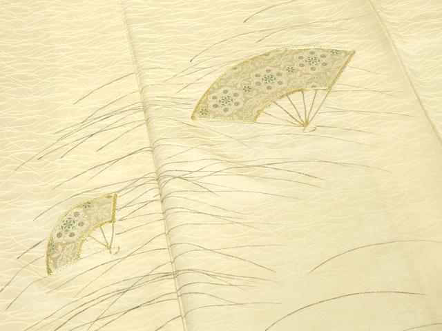 平和屋着物■訪問着　駒刺繍　扇面花文　金彩　正絹　逸品　DABF9682cd