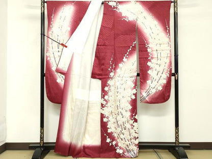平和屋着物■豪華振袖　駒刺繍　枝梅文　暈し染め　銀彩　やまと誂製　正絹　逸品　DABF9692cd