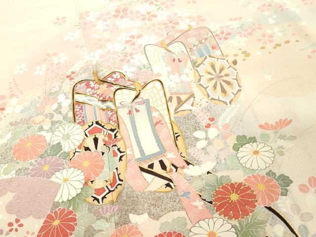 平和屋着物■訪問着　駒刺繍　御所車花文　暈し染め　金彩　正絹　逸品　DABF9688cd