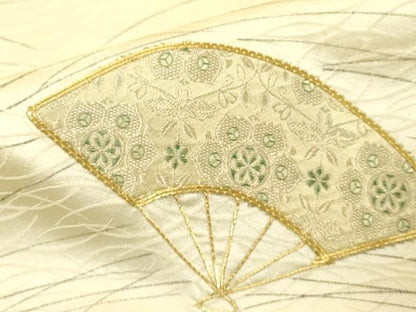 平和屋着物■訪問着　駒刺繍　扇面花文　金彩　正絹　逸品　DABF9682cd