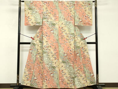 平和屋着物■上質な小紋　紬地　草花文　暈し染め　正絹　逸品　未使用　DABF9679cd