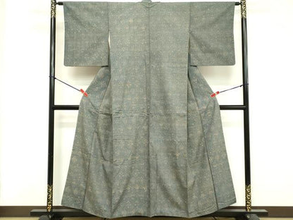 平和屋着物■上質な小紋　紬地　抽象文様　正絹　逸品　DABF9681cd