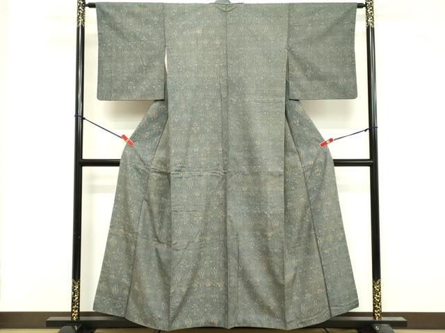 平和屋着物■上質な小紋　紬地　抽象文様　正絹　逸品　DABF9681cd