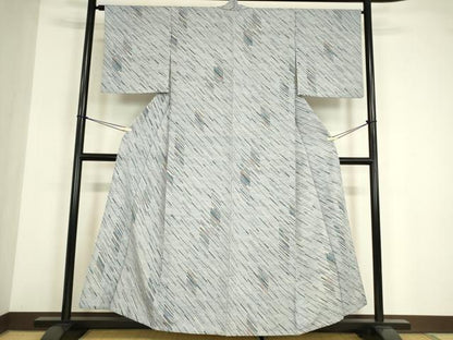 平和屋着物▽小紋　単衣　変わり斜線文　洗える着物　DABE4966az