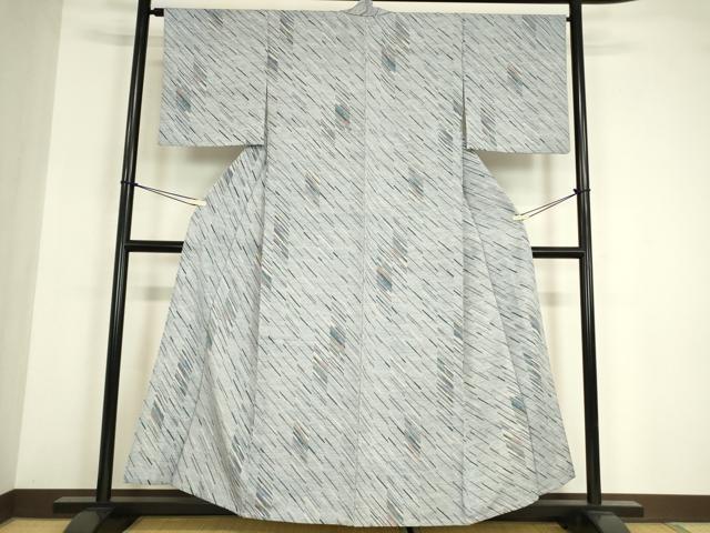 平和屋着物▽小紋　単衣　変わり斜線文　洗える着物　DABE4966az