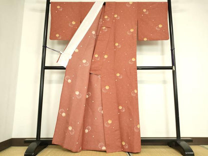 平和屋着物▽小紋　単衣　雪輪重ね文　洗える着物　DABE4957az