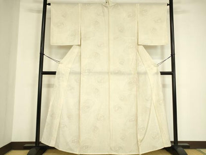 平和屋着物▽上質な紬　単衣　幾何学文　正絹　逸品　DABE4973az