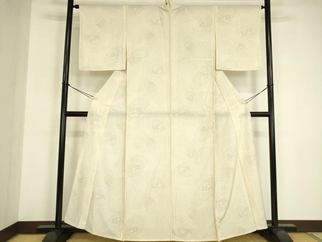 平和屋着物▽上質な紬　単衣　幾何学文　正絹　逸品　DABE4973az