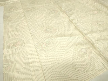 平和屋着物▽上質な紬　単衣　幾何学文　正絹　逸品　DABE4973az
