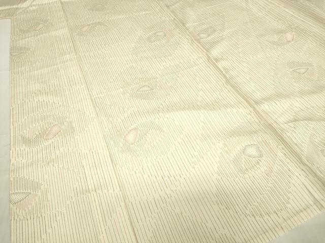 平和屋着物▽上質な紬　単衣　幾何学文　正絹　逸品　DABE4973az