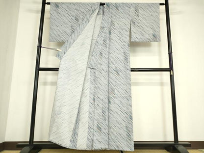 平和屋着物▽小紋　単衣　変わり斜線文　洗える着物　DABE4966az