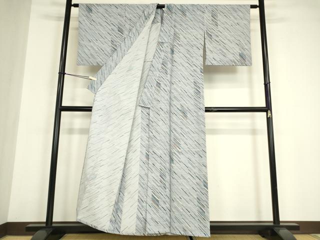 平和屋着物▽小紋　単衣　変わり斜線文　洗える着物　DABE4966az