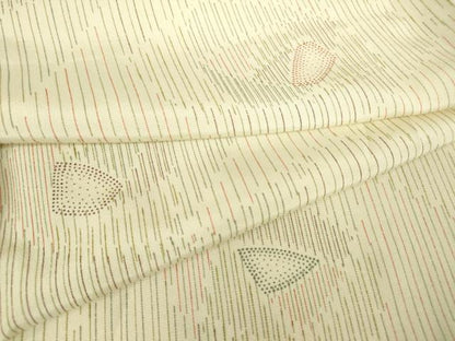 平和屋着物▽上質な紬　単衣　幾何学文　正絹　逸品　DABE4973az