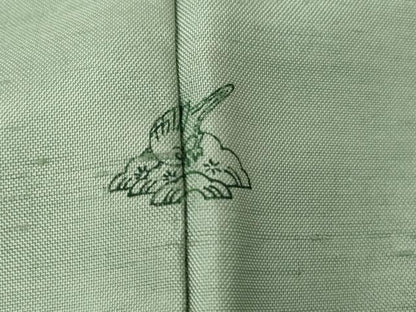 平和屋着物▽上質な紬　単衣　錆青磁色　正絹　逸品　未使用　DABG0036az