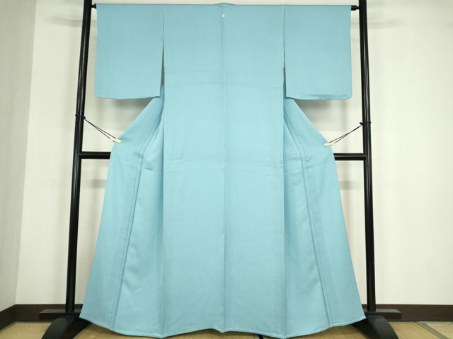 平和屋着物▽上質な色無地　単衣　空色　正絹　逸品　未使用　DABG0031az