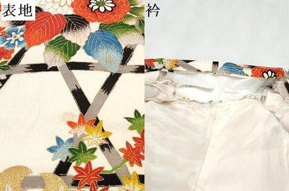 平和屋着物[]七五三　女の子　３歳　祝着　三つ身　籠目孔雀花文　金彩　DABE7314ma