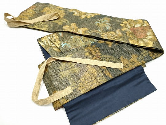 平和屋着物●つけ帯　更紗花文　金彩　正絹　逸品　CABG9005hy