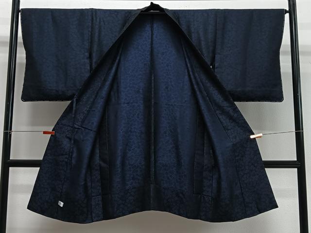 平和屋着物∞道中着　お召地　単衣　藍　枝桜文　正絹　逸品　未使用　CABG3914ua