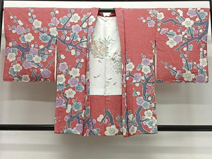 平和屋着物∞名門　藤娘きぬたや・総絞り　羽織　枝梅文　正絹　逸品　CABG3911ua