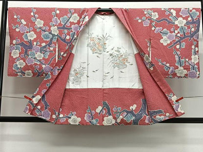 平和屋着物∞名門　藤娘きぬたや・総絞り　羽織　枝梅文　正絹　逸品　CABG3911ua
