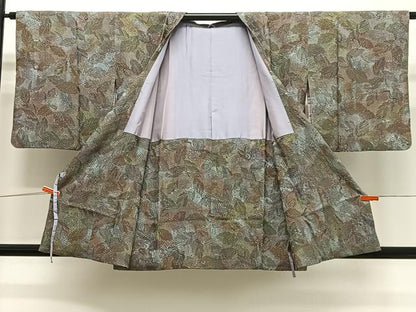 平和屋着物∞道行コート　枝葉文　暈し染め　正絹　逸品　CABG3903ua