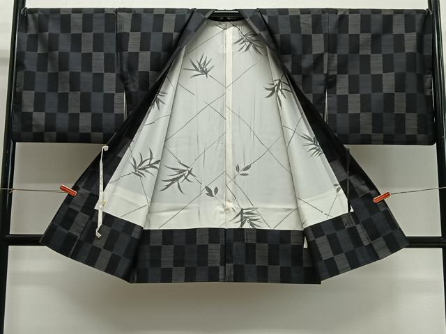 平和屋着物∞道中着　本場大島紬　市松文様　ロング丈　ほていや扱い　正絹　逸品　CABG3919ua