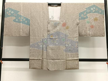 平和屋着物∞道行コート　草花文　金糸　正絹　逸品　未使用　CABG3906ua