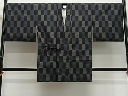 平和屋着物∞道中着　本場大島紬　市松文様　ロング丈　ほていや扱い　正絹　逸品　CABG3919ua