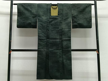 平和屋着物∞道行コート　輪奈ビロード　草花文　ロング丈　正絹　逸品　CABG3904ua