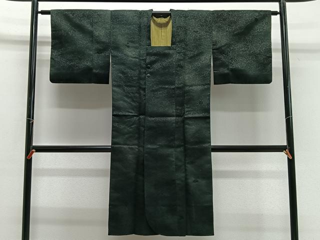 平和屋着物∞道行コート　輪奈ビロード　草花文　ロング丈　正絹　逸品　CABG3904ua