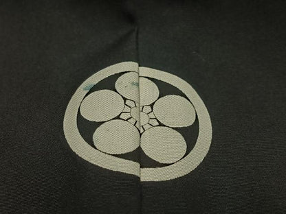 平和屋着物∞男性　長羽織　黒紋付　正絹　逸品　CABG3910ua
