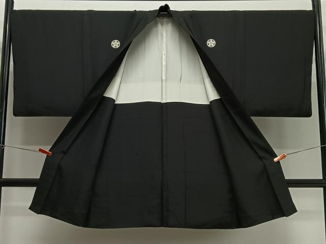 平和屋着物∞男性　長羽織　黒紋付　正絹　逸品　CABG3910ua