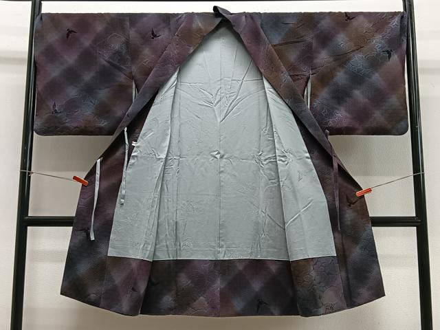 平和屋着物∞染色作家　斉藤三才　道中着　輪奈ビロード　吉祥文　ロング丈　ショール・反端付き　正絹　逸品　CABG3954ua
