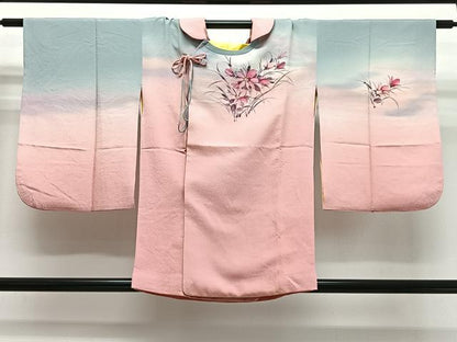 平和屋着物∞コート作家　三本賢　道行コート　草花文　暈し染め　正絹　逸品　CABG3931ua