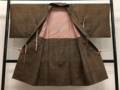 平和屋着物∞道中着　紬地　絞り　霞文　ロング丈　正絹　逸品　CABG3952ua