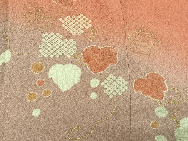 平和屋着物∞道行コート　葡萄蔦の葉文　暈し染め　金彩　正絹　逸品　未使用　CABG3933ua