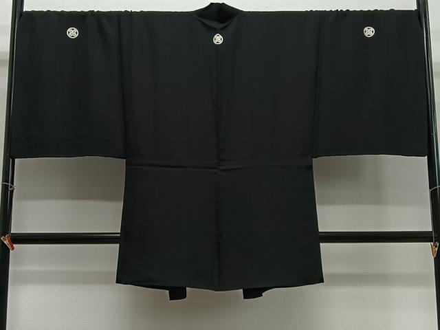 平和屋着物∞男性　長羽織　黒紋付　正絹　逸品　CABG3956ua