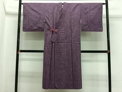 平和屋着物∞道中着　単衣　紬地　滅紫色　ロング丈　正絹　逸品　CABG3960ua