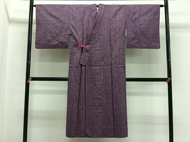 平和屋着物∞道中着　単衣　紬地　滅紫色　ロング丈　正絹　逸品　CABG3960ua