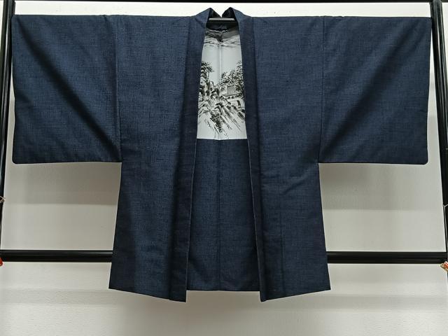 平和屋着物∞男性　羽織　結城紬　杢　正絹　逸品　CABG3946ua