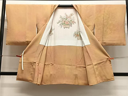 平和屋着物∞人間国宝　福田喜三郎　道行コート　陶器花文　暈し染め　金銀彩　正絹　逸品　CABG3939ua